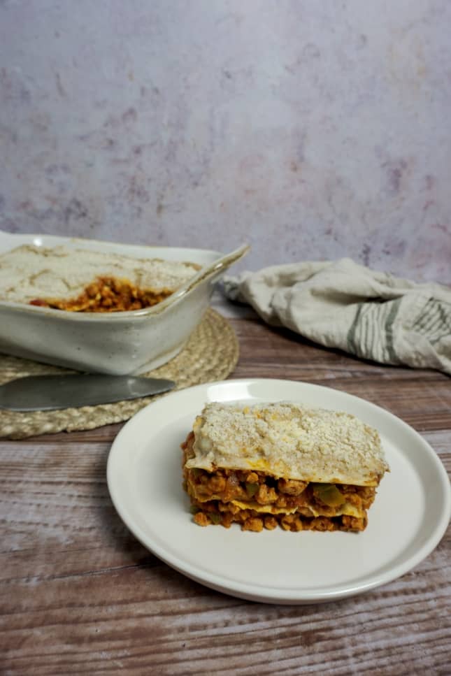 lasaña vegana de soja texturizada