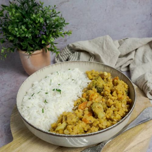 Dhal de lentejas rojas vegano