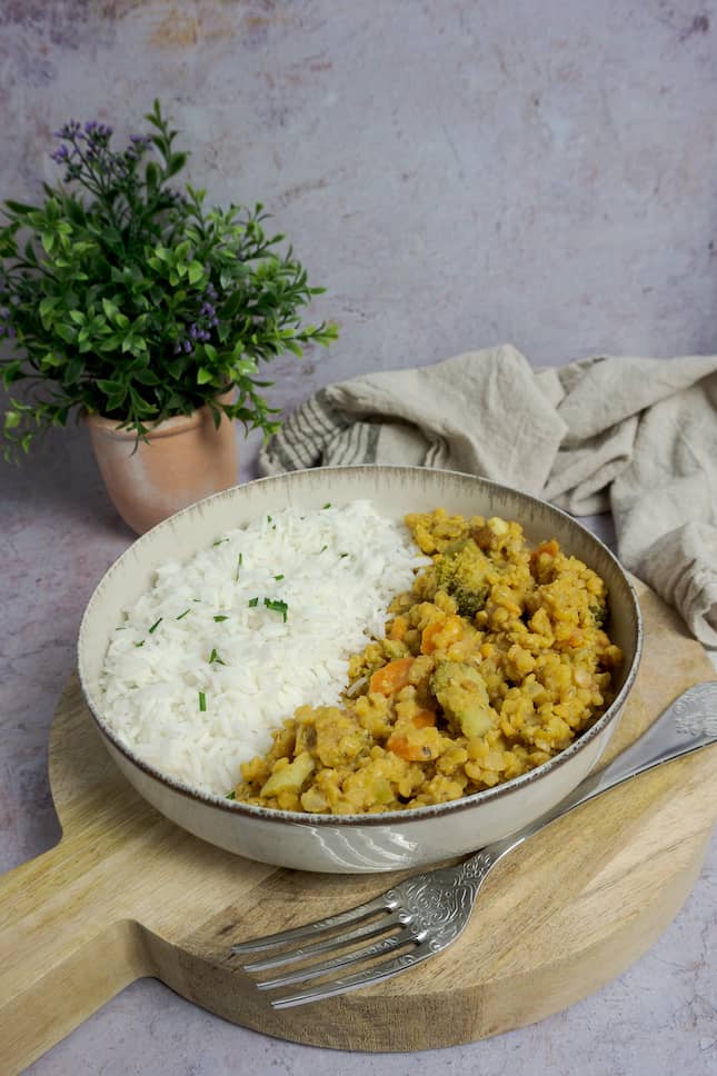Dhal de lentejas rojas vegano Dhal de lentejas rojas vegano