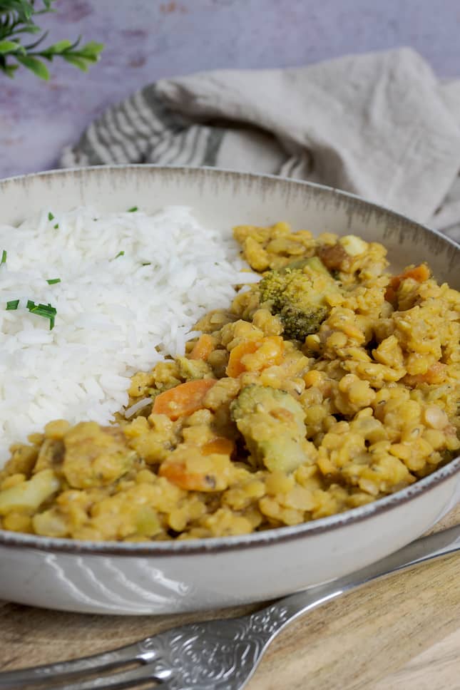 Dhal de lentejas rojas vegano Dhal de lentejas rojas vegano